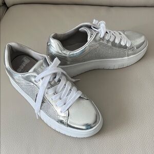 Guess Women's Metallic Silver Sneakers